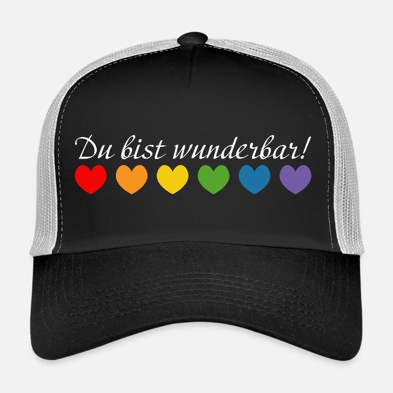 Regenbogenherzchen du bist wunderbar white - Trucker Cap - Schwarz/Steingrau