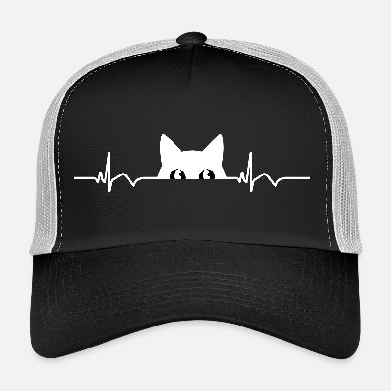 Katze EKG Herzfrequenz Herzschlag Trucker Cap