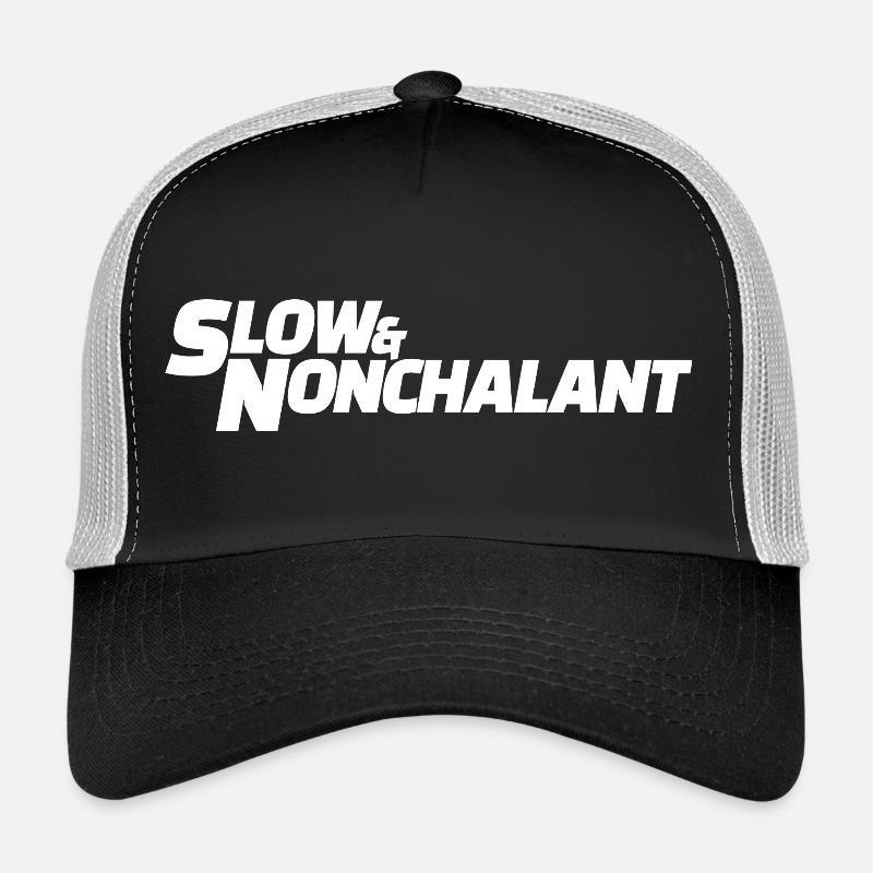 Slow & Nonchalant Typo Tee - Trucker Cap - Schwarz/Steingrau
