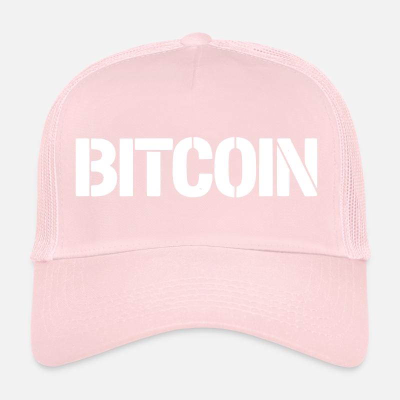 Bitcoin Lettering Stencil Clean Trucker Cap