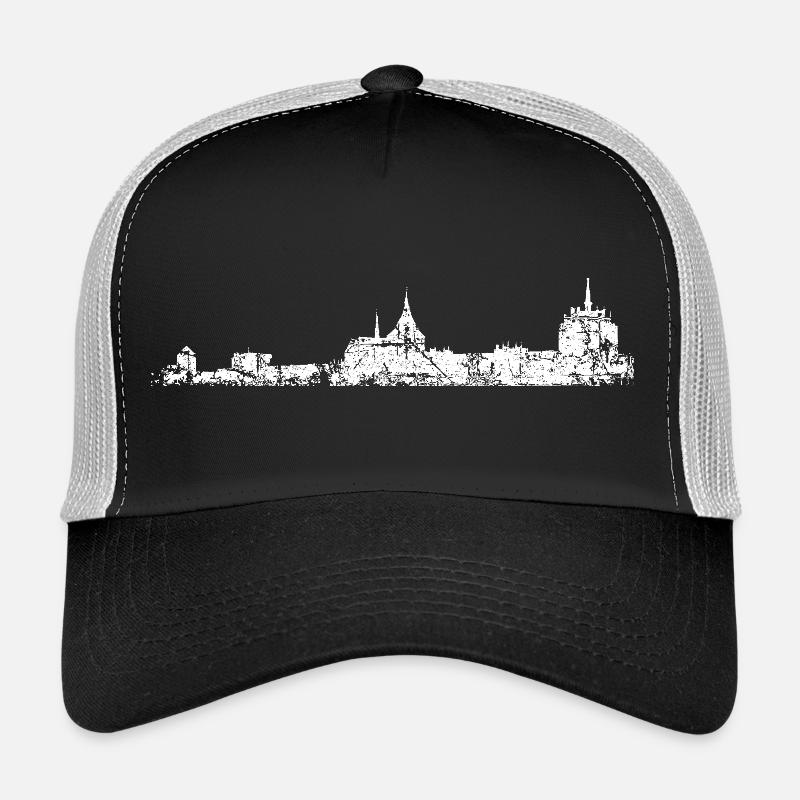 Rostocker Skyline (Vintage/Weiß) Rostock - Trucker Cap - Schwarz/Steingrau