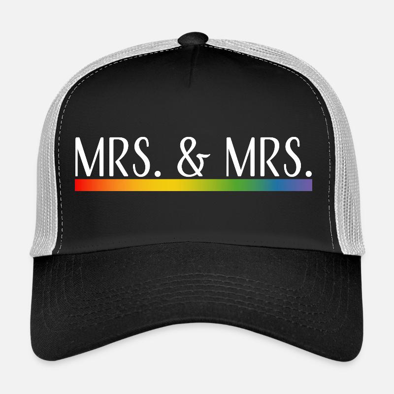 Regenbogenstreifen Mrs und Mrs weiss Trucker Cap