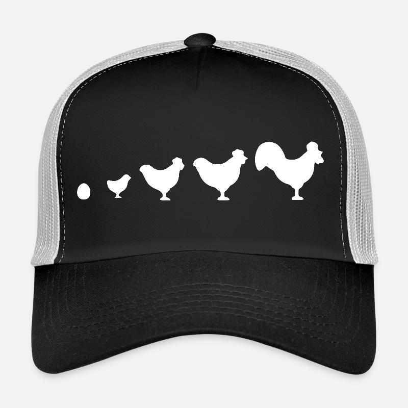 Evolution Bauer Huhn Hahn lustig - Trucker Cap - Schwarz/Steingrau
