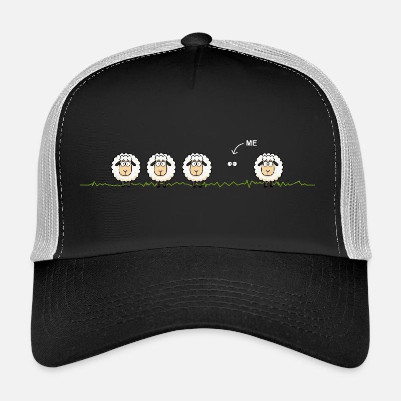 Schwarzes Schaf – Illustration - Trucker Cap - Schwarz/Steingrau