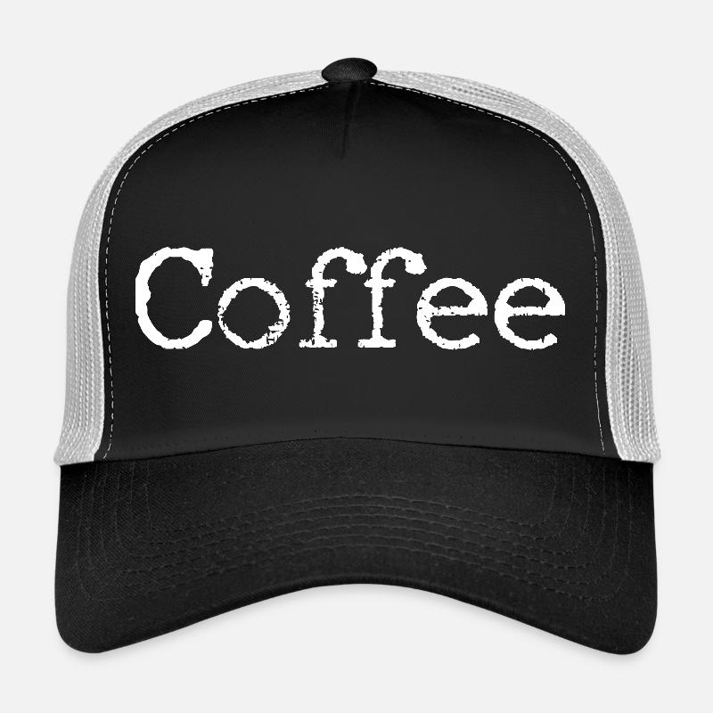 Kaffeekritzel weiß auf schwarz Trucker Cap