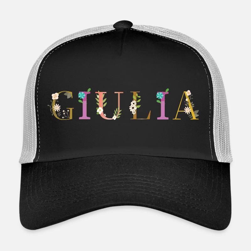Le nom de GIULIA décoré de fleurs Casquette trucker 
