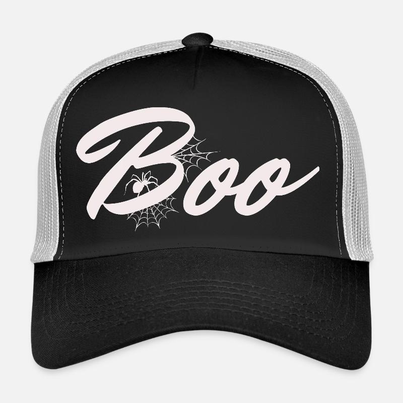 Boo Halloween Spider Web Lettering Trucker Cap