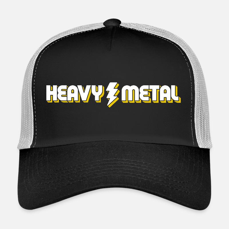 Heavy Metal Lightning Bolt Text Logo Trucker Cap