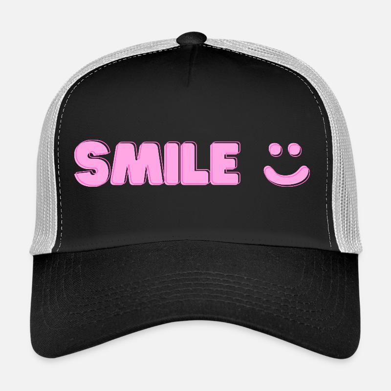 Lächeln-Print - Trucker Cap - Schwarz/Steingrau