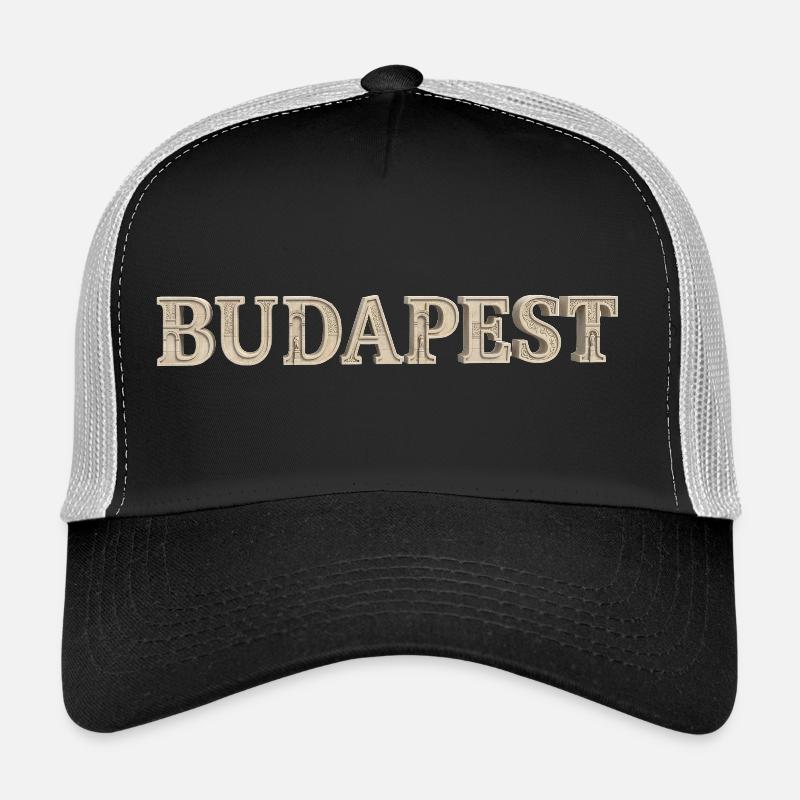 BUDAPEST – Architectural Stone Typography Trucker Cap