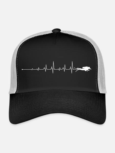 Plongée sous-marine Heartbeat - Casquette trucker  - noir/gris pierre - Devant