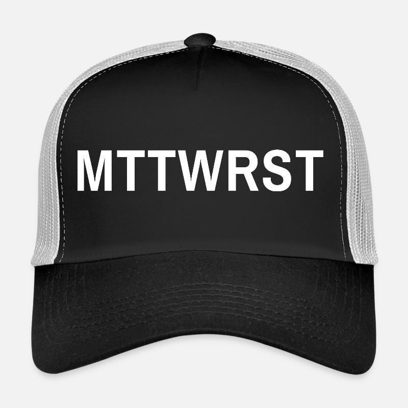 MTTWRST Typo White - Trucker Cap - Schwarz/Steingrau
