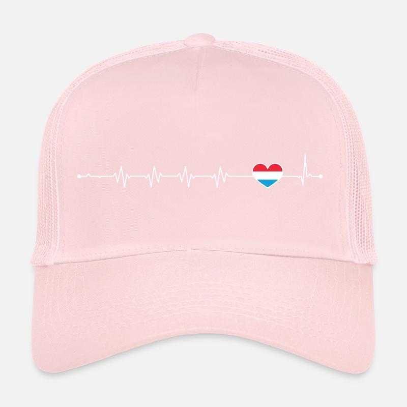 Ligne de battement de cœur à accent bleu Casquette trucker 