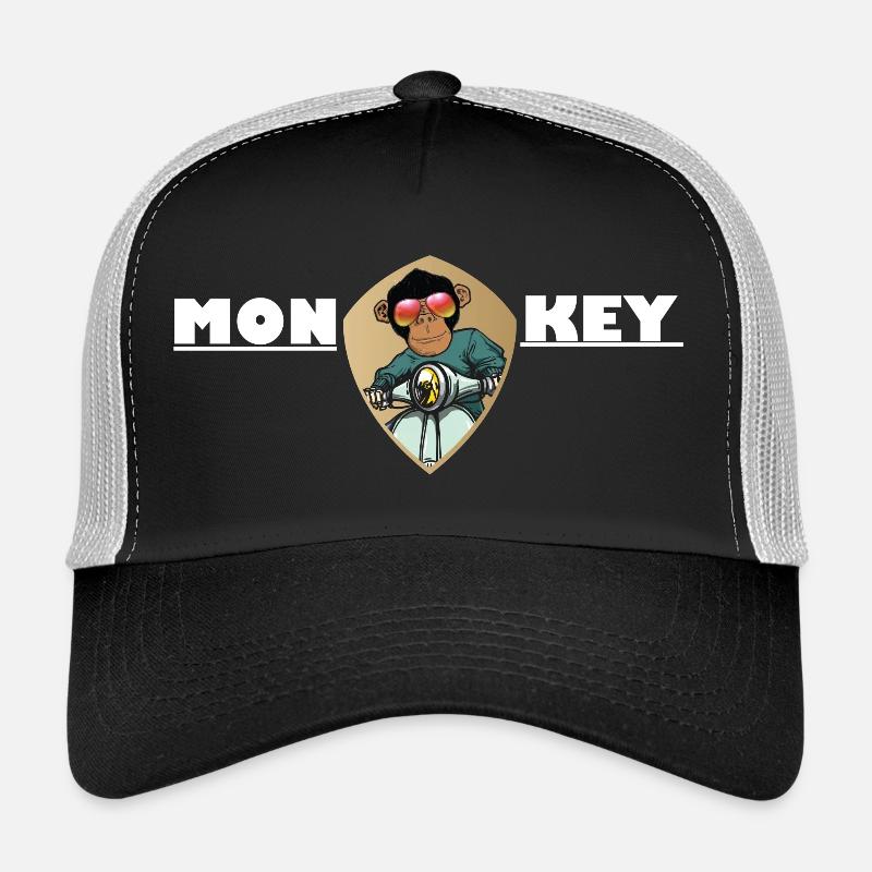 Monkey Affe mit Sonnenbrille auf Motorroller Trucker Cap