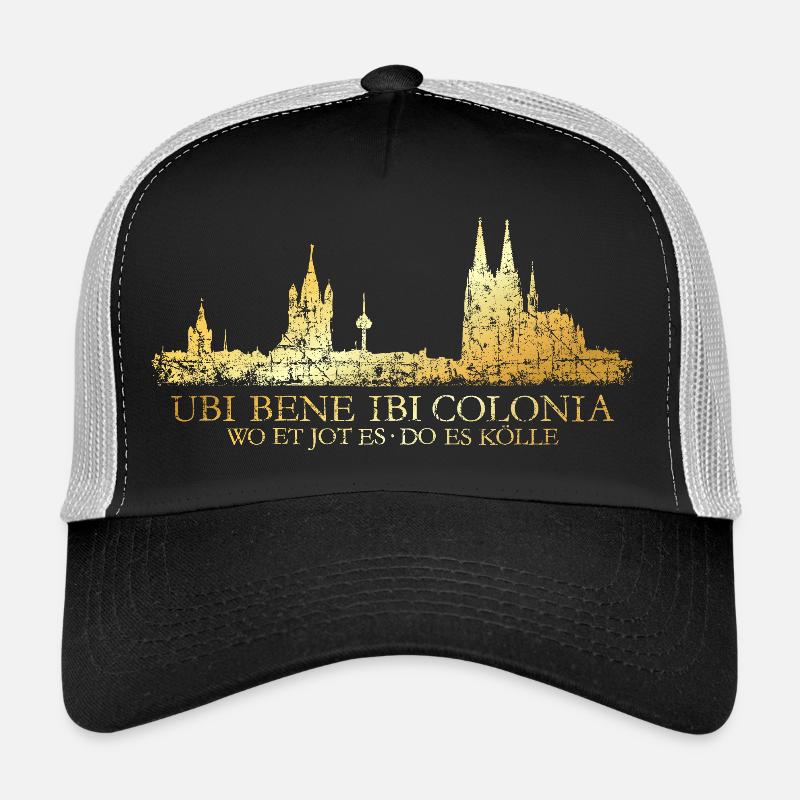 Kölner Skyline mit römischem Köln Spruch Ubi Bene Trucker Cap