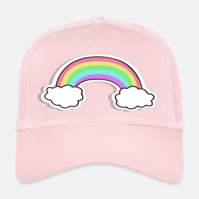 Pastel rainbow with clouds motif Trucker Cap