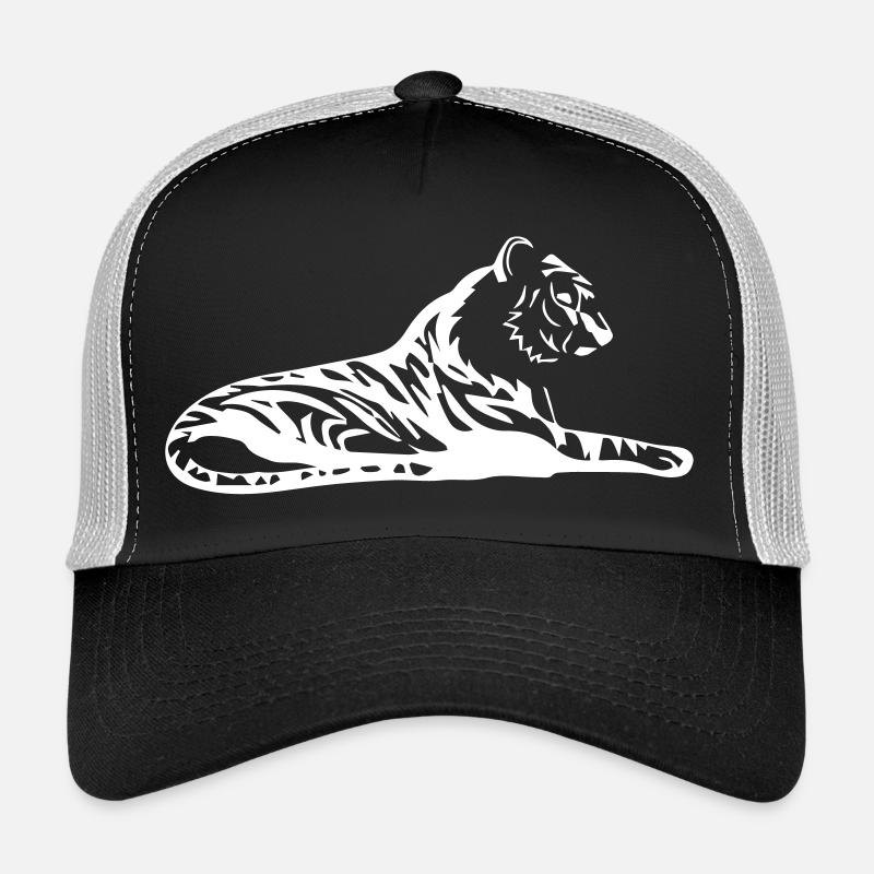 Tigre élégant au design tribal - Casquette trucker  - noir/gris pierre