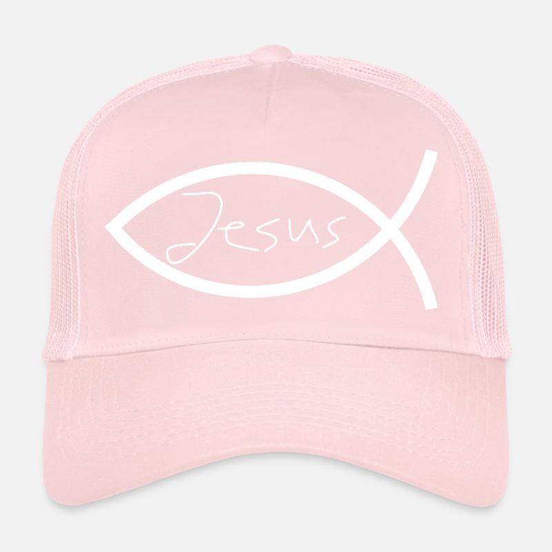 Jésus poisson blanc Ichthys poisson poisson poisson Casquette trucker 