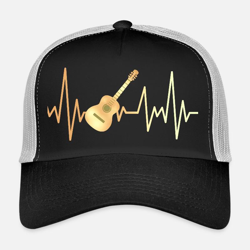 E-Gitarre und Herzfrequenz - Trucker Cap - Schwarz/Steingrau
