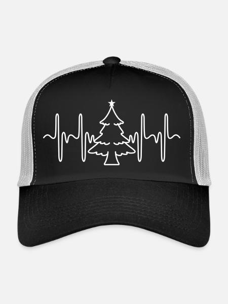 Sapin de Noël Heartbeat (couleurs modifiables) - Casquette trucker  - noir/gris pierre - Devant