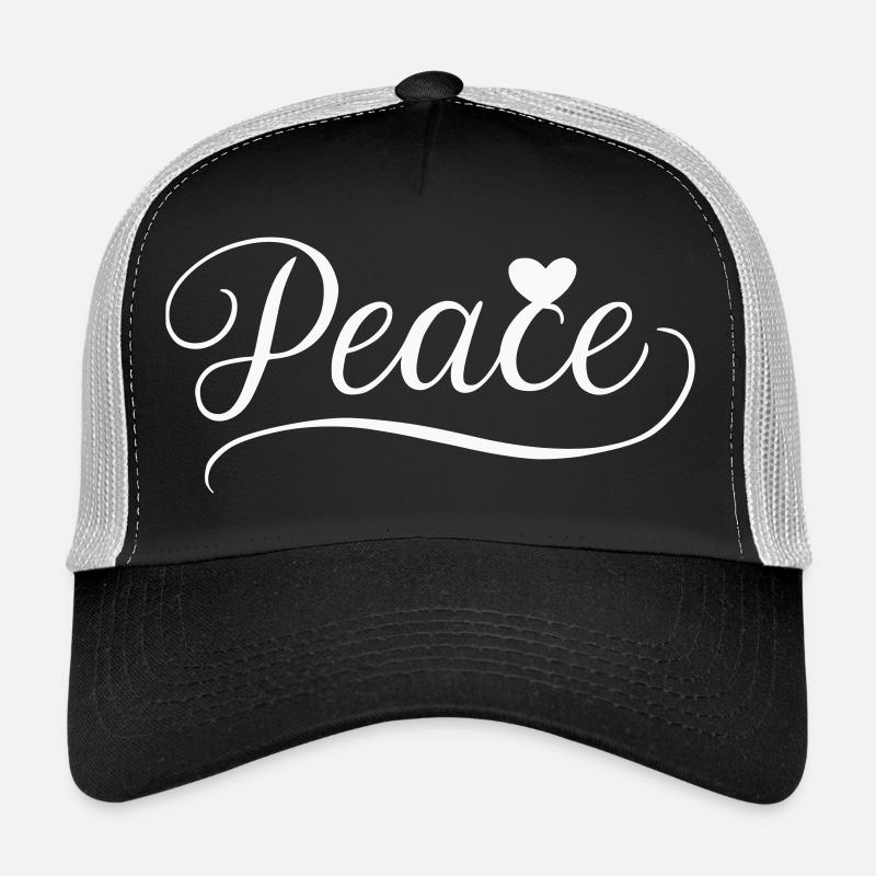 Peace - Peace with Heart Handwriting Illustration Trucker Cap