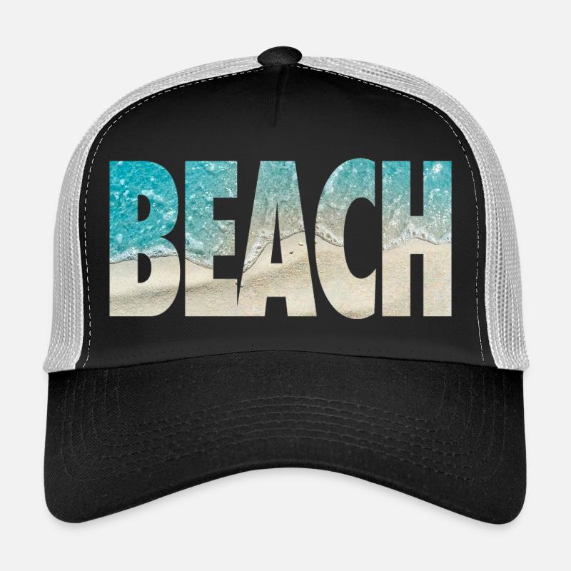 Tropical BEACH Ocean Text Vibe Trucker Cap