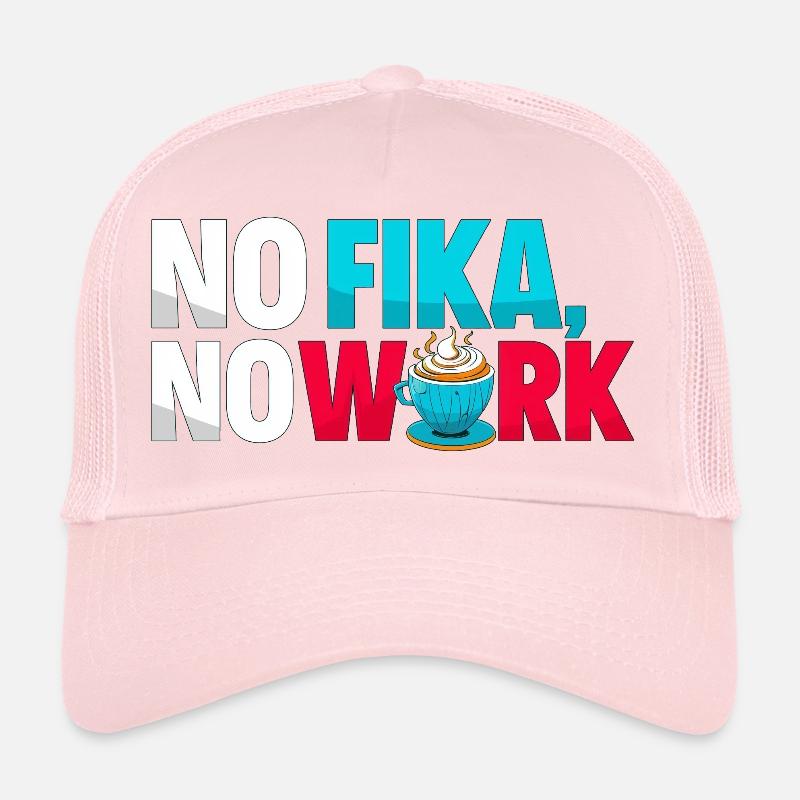 No Fika No Work - Typographie de la pause café suédoise Casquette trucker 
