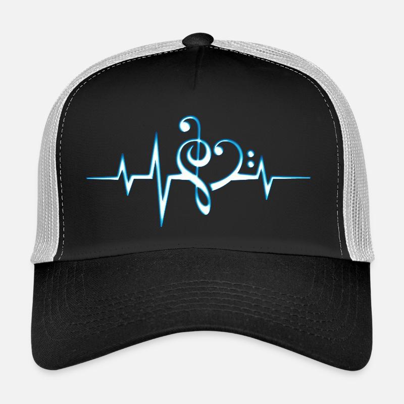 Music, pulse, notes, Trance, Techno, Electro, Goa - Casquette trucker  - noir/gris pierre