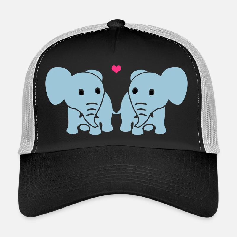 Les éléphants dans l'amour - Casquette trucker  - noir/gris pierre