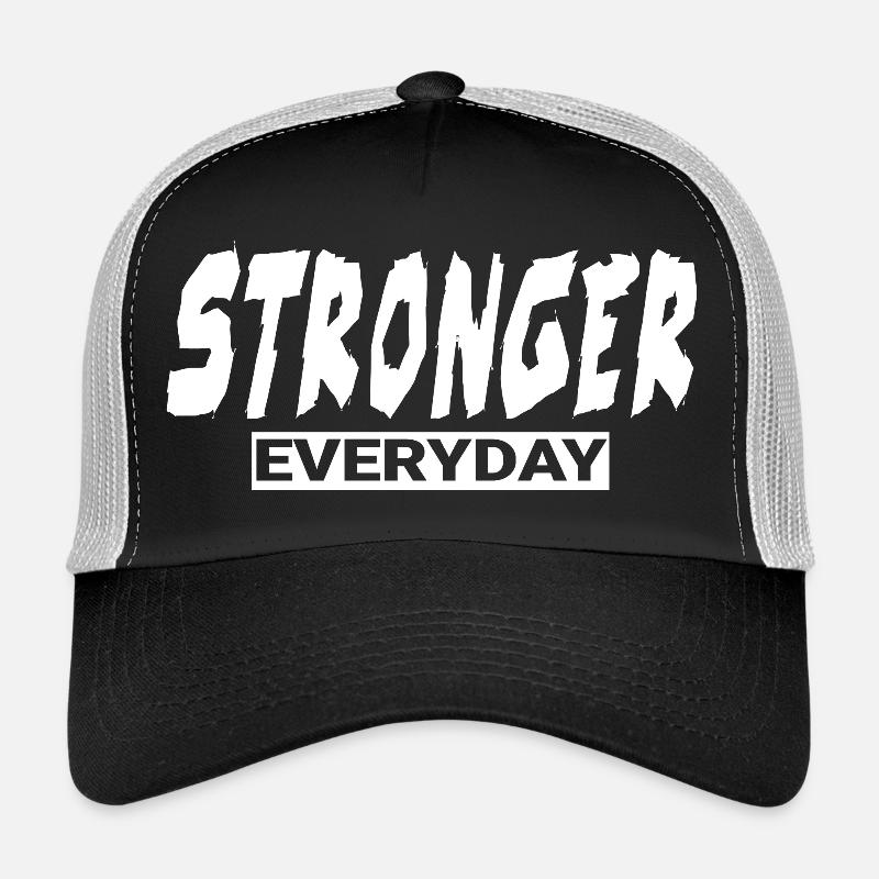 Stronger Everyday Funny Gym Gift - Trucker Cap - black/stone grey