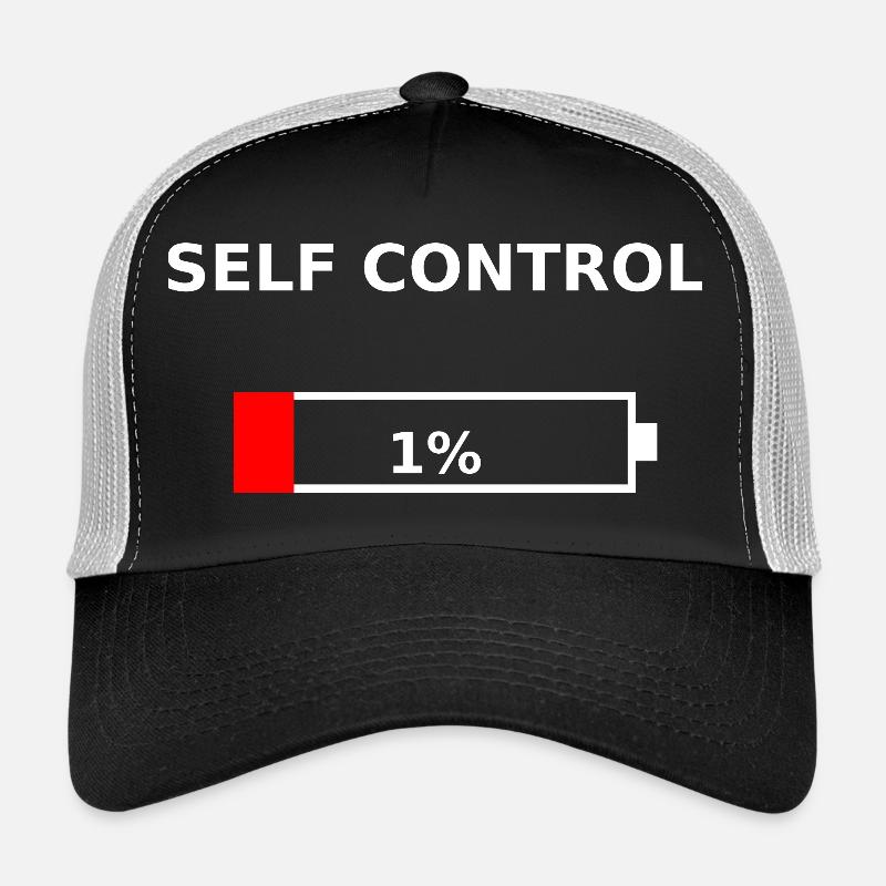 SELF CONTROL - 1 % Batterie faible - Casquette trucker  - noir/gris pierre