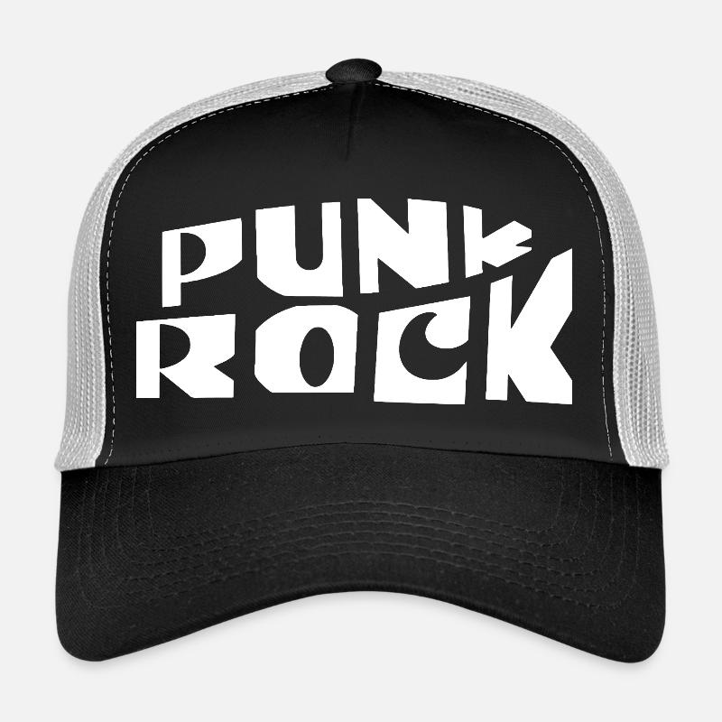 Punk Rock Typography Banner Trucker Cap