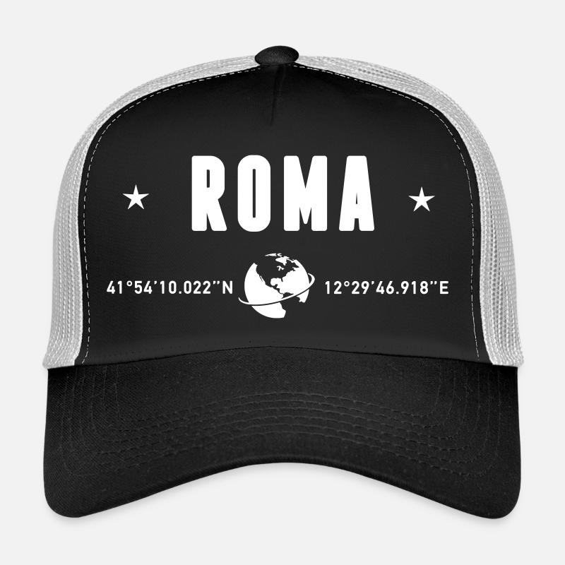 Coordonnées GPS Romo Italie Globe blanc Casquette trucker 