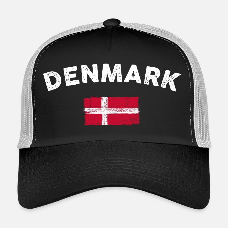 Denmark Brush Flag Emblem Trucker Cap