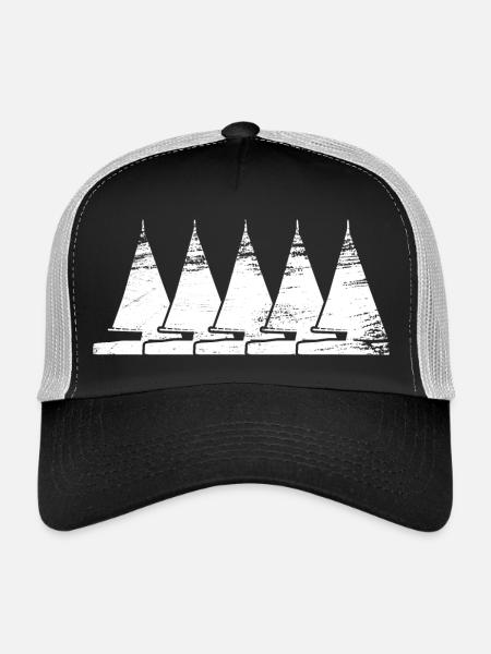 Dessin de voilier - Casquette trucker  - noir/gris pierre - Devant