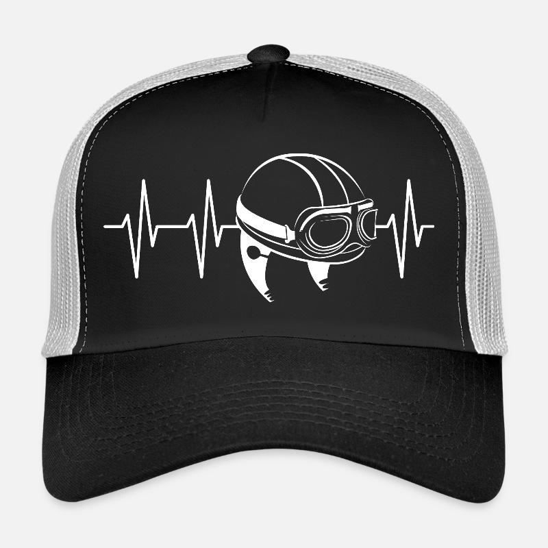 Herzschlag Puls Helm alt Motorrad Moped Ekg icon - Trucker Cap - Schwarz/Steingrau