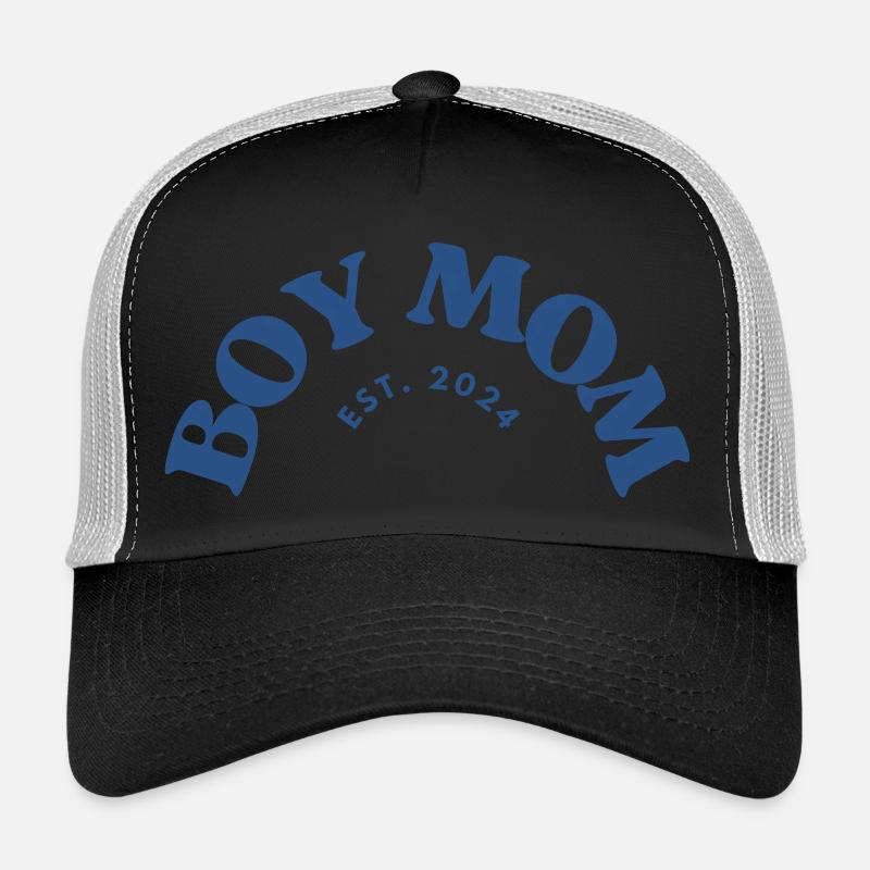 Boy Mom est. 2024 - Trucker Cap - Schwarz/Steingrau