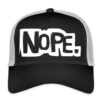 Nope Graffiti Schriftzug - Nein lustige Sprüche - Trucker Cap - Schwarz/Steingrau - Vorne