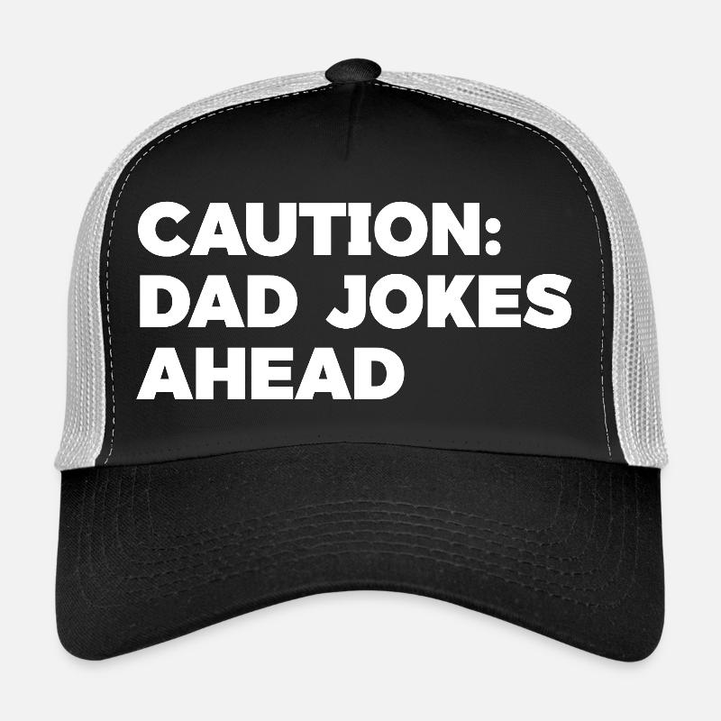 Humorous Dad Jokes Caution Graphic Tee - Trucker Cap - black/stone grey