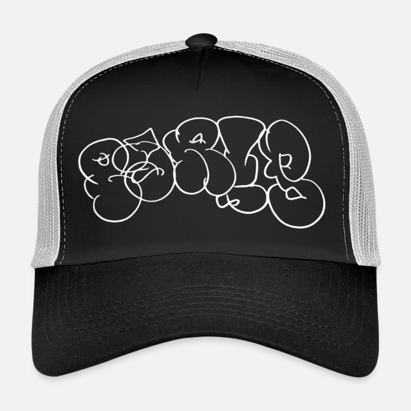 Paris Bubble Graffiti Linienkunst in Schwarzweiß Trucker Cap
