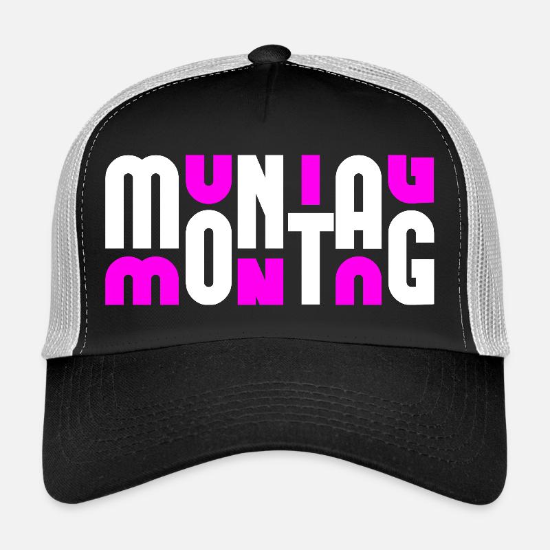 Lundi Blanc/Rose - Casquette trucker  - noir/gris pierre