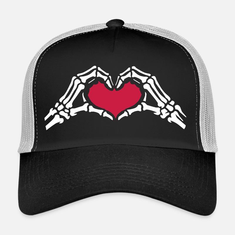 Skelett Hände Herz Liebe Valentins Tag Trucker Cap