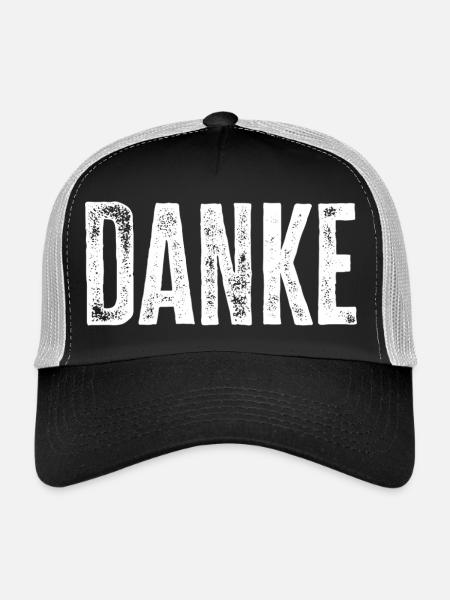 Lettres de remerciement – Conception de texte minimaliste - Casquette trucker  - noir/gris pierre - Devant