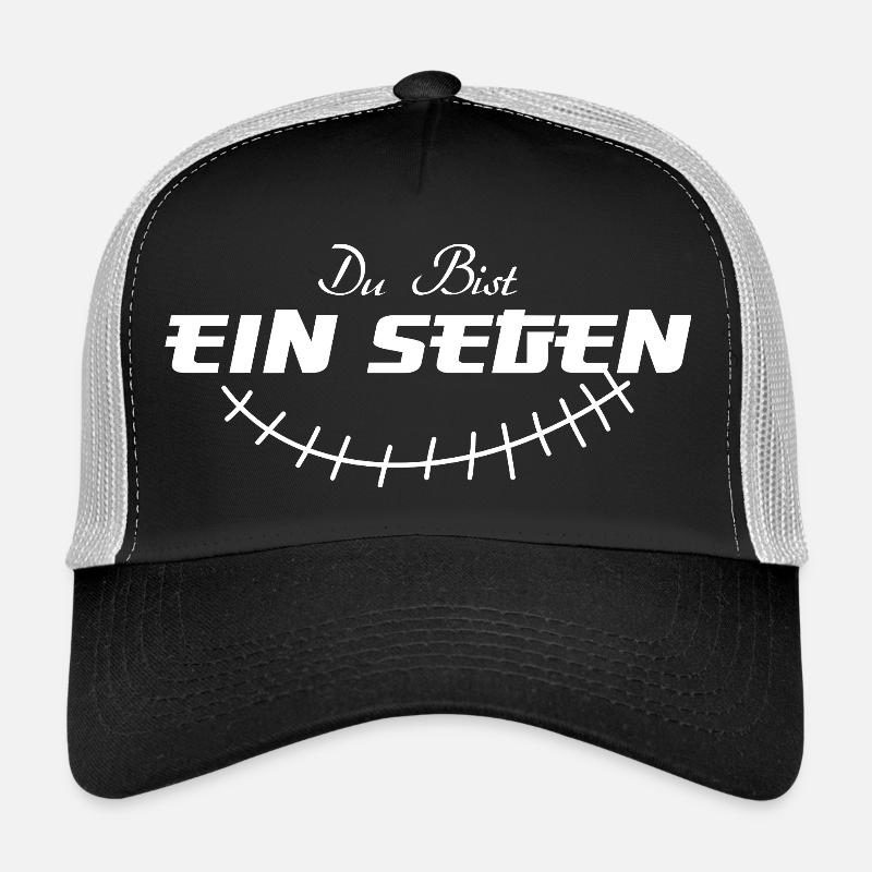 SEGEN – Spirituelles Statement Mode - Trucker Cap - Schwarz/Steingrau
