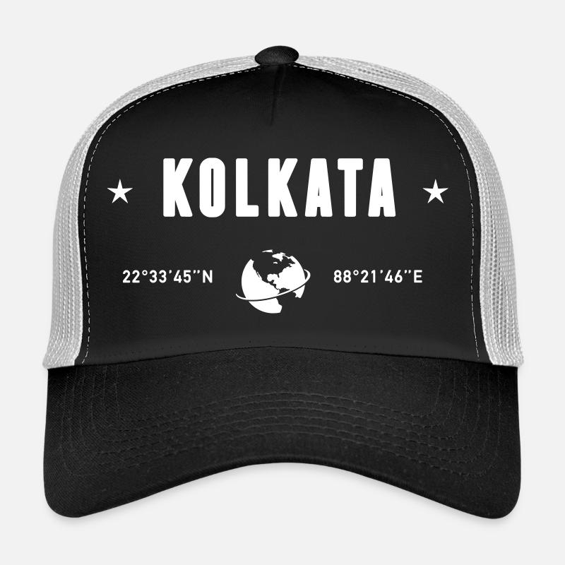 Kolkata India Coordinates Planet Earth Trucker Cap