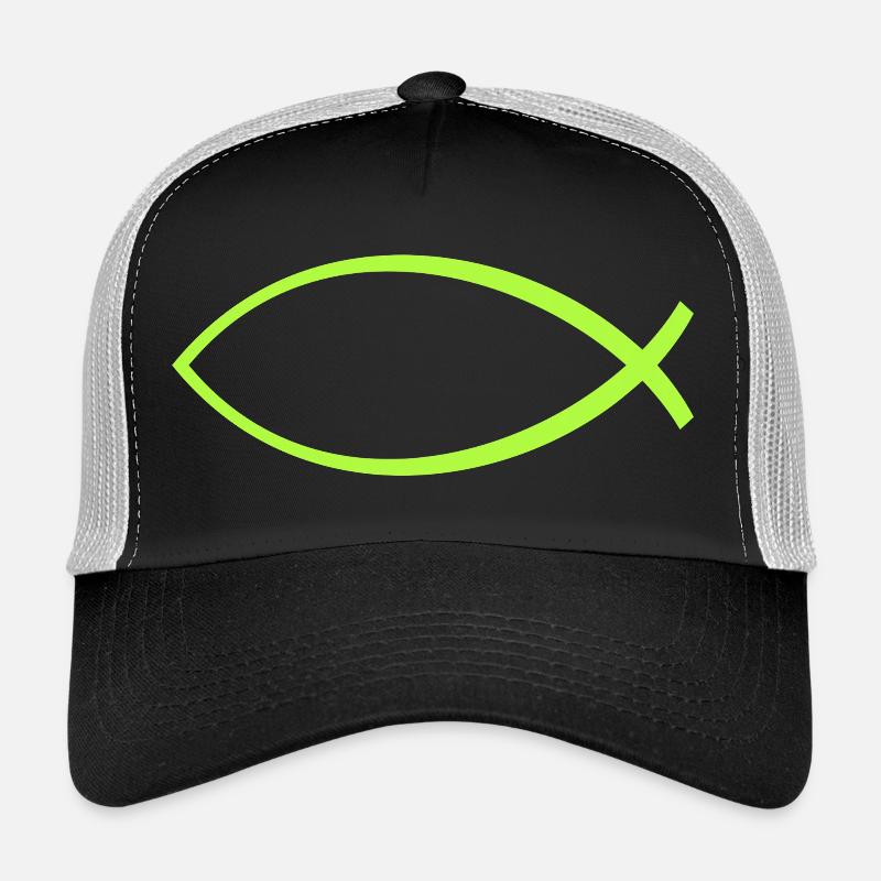 Ichtus fish apple green - Trucker Cap - black/stone grey