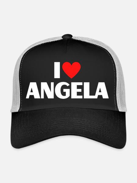 J'aime Angela Red Heart Romantic Name Fan - Casquette trucker  - noir/gris pierre - Devant