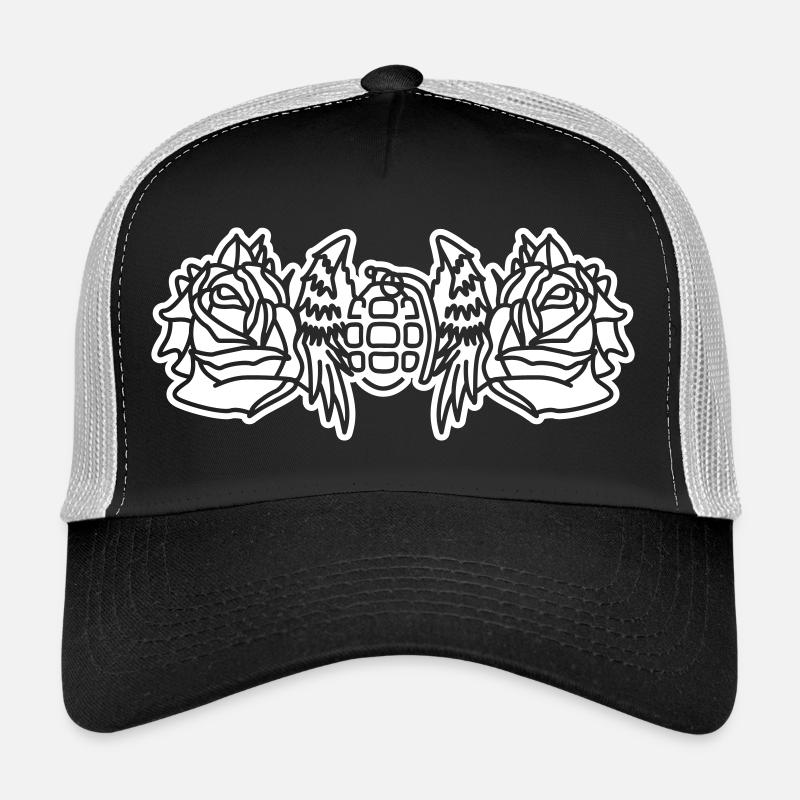 Wings and Roses – Look de tatouage à bascule Casquette trucker 