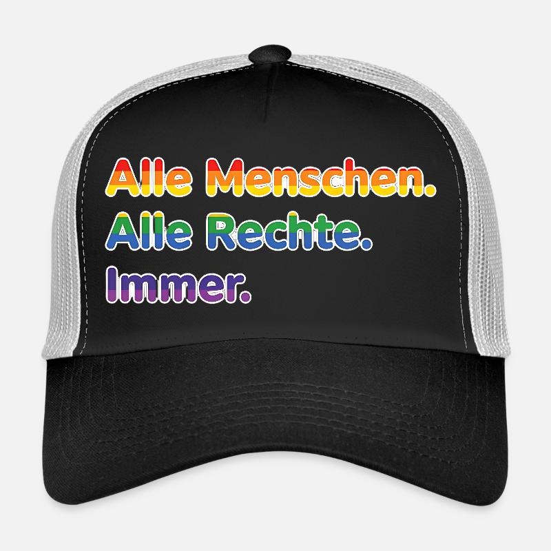 All people. All rights reserved. Always. – Pride Stateme Trucker Cap
