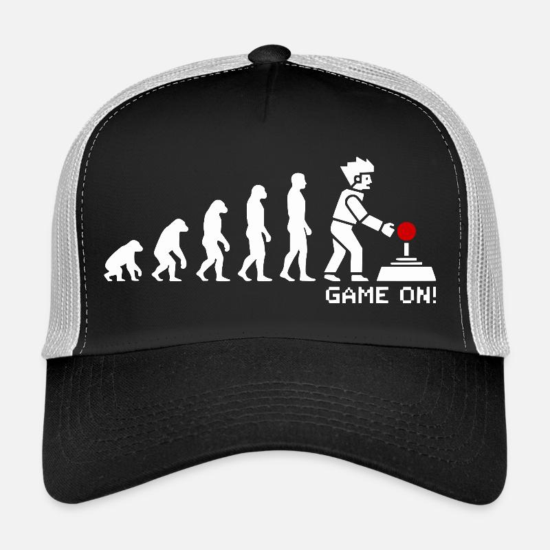 Game On Evolution: Gaming Button Gamer Nerd Trucker Cap